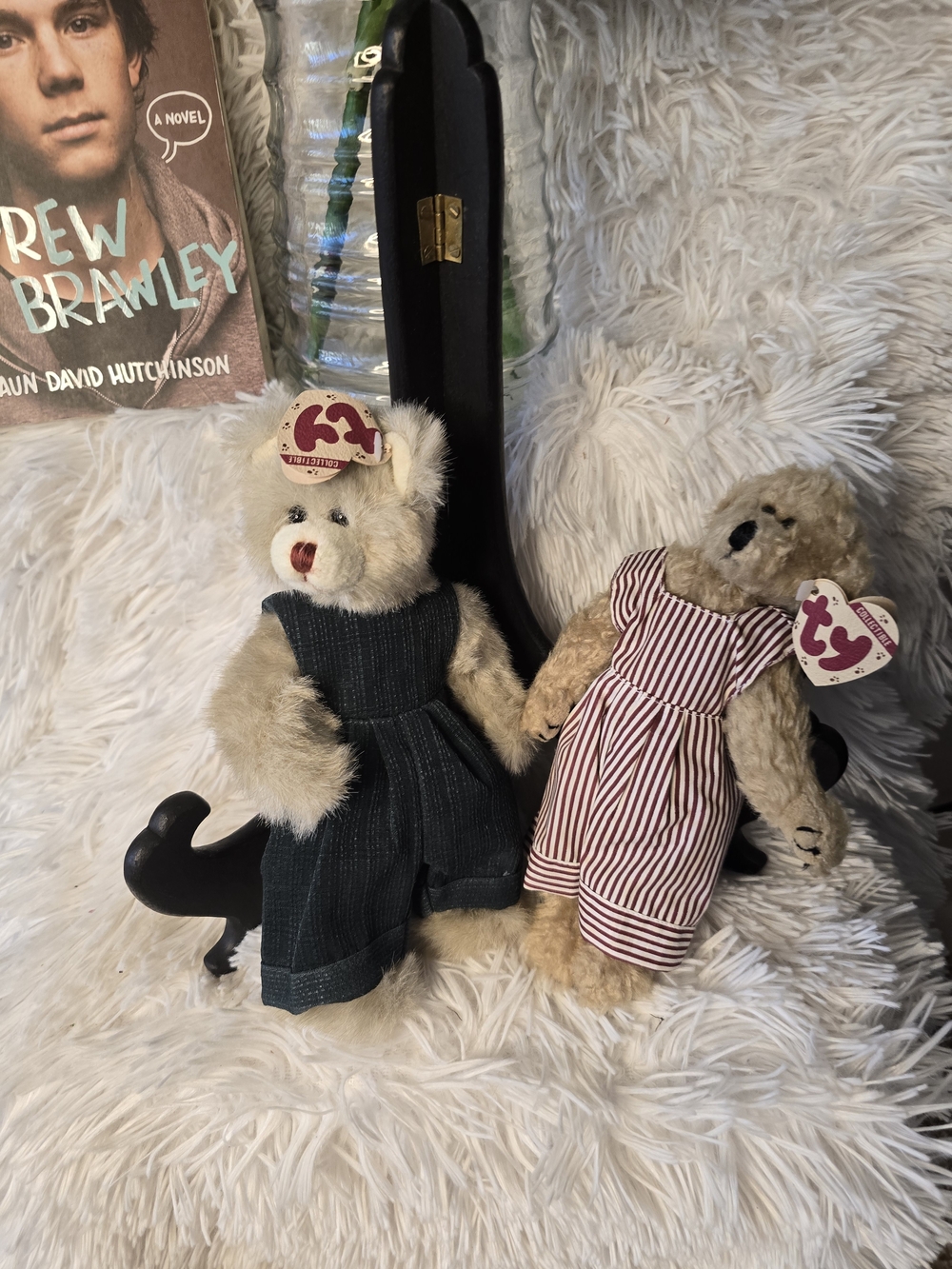 TY Classic Plush Bear in Cream with Navy & Red Dresses - Kids Accessories